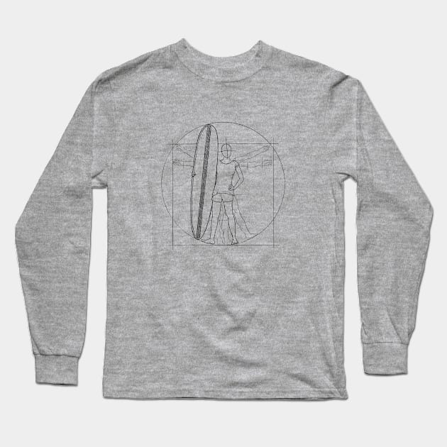 Vitruvian Woman Surfer Girl Long Sleeve T-Shirt by SkizzenMonster